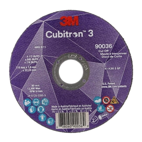 3m Cubitron Abrasive Cut-Off Wheel,7/8 in Connector 90036