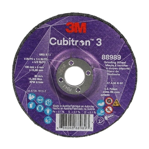 3m Cubitron Depressed Center Grinding Wheel,36 Grit 88989