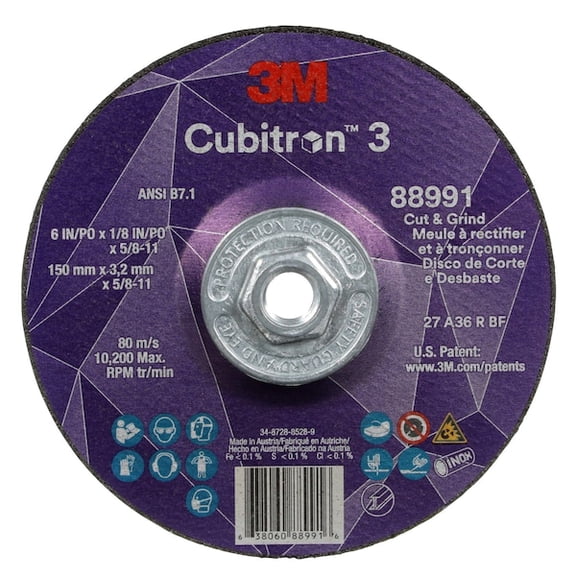 3m Cubitron Depressed Center Grinding Wheel,36 Grit 88991