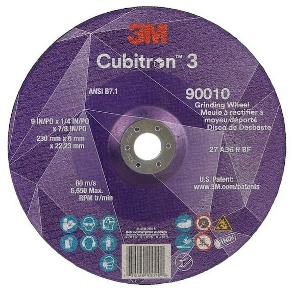 3m Cubitron Depressed Center Grinding Wheel,36 Grit 90010