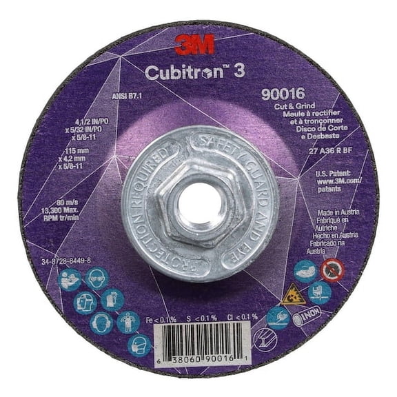 3m Cubitron Depressed Center Grinding Wheel,36 Grit 90016
