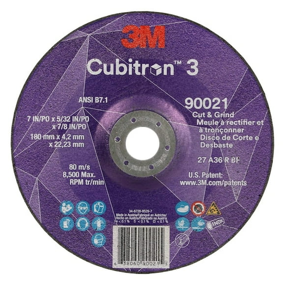 3m Cubitron Depressed Center Grinding Wheel,36 Grit 90021
