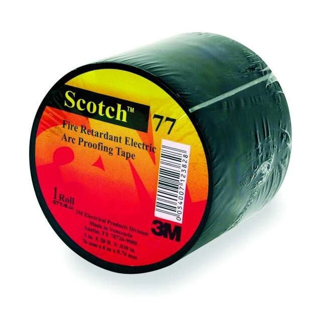 3m Electrical Tape, Black, 6-5/8 yd L, 1-1/2 in W 77BLACK-1-1/2X20FT