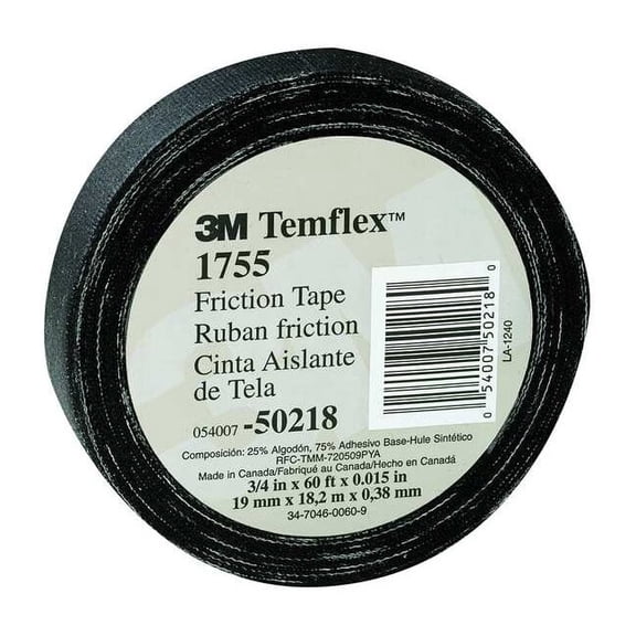 3m Elec Tape,60 ft Lx3/4 in W,13 mil,Black 1755 3/4"X60'