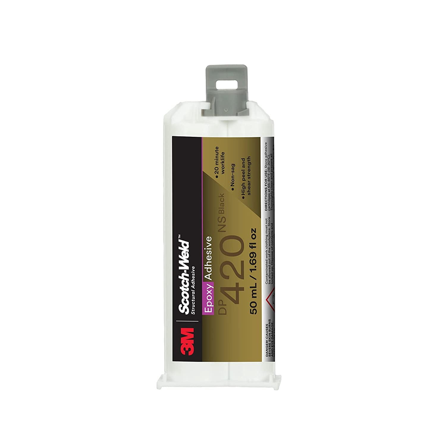 3M Scotch-Weld Epoxy Adhesive DP420, Black, Two-Part Epoxy Structural Adhesive, High Impact and Fatigue Resistant, Maintains Bond Strength, 50 mL 1.69 fl oz Duo-Pak