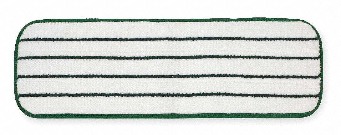 18-Inch White and Green Microfiber Flat Mop Pad
