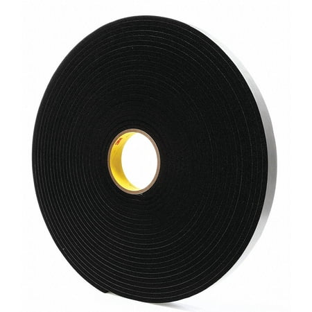 3M 4504 Foam Tape,Vinyl,Black,1" W x 18 yd L,PK9