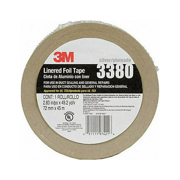 3m Foil Tape,2 13/16 in x 49 yd,Aluminum 3380