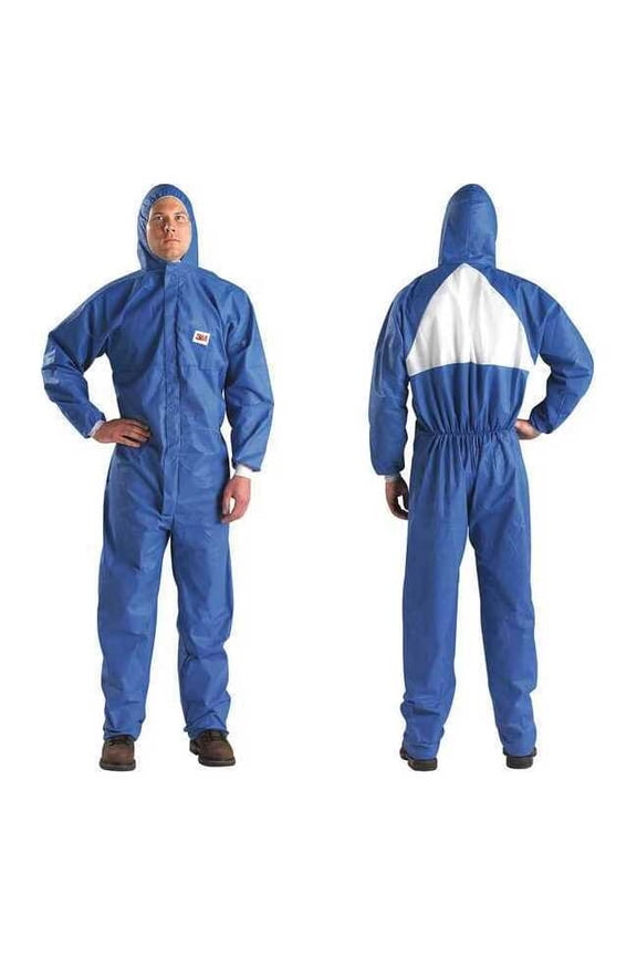 Hooded Disposable Coveralls, M, Blue, SMMS 4530-BLK-M