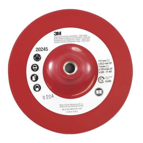 3m Hook-and-Loop Disc Backup Pad, 7" Dia, Center Hole, 20245 60440179541