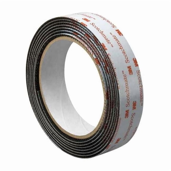 3m Reclosable Fastener, Rubber Adhesive, 15 ft, 1 in W, Black 1-5-SJ3526N