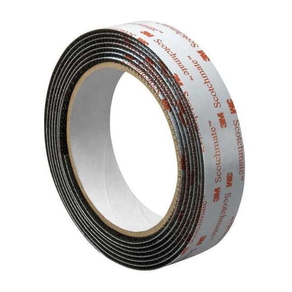 3m Reclosable Fastener, Rubber Adhesive, 15 ft, 1 in W, Black 1-5-SJ3526N