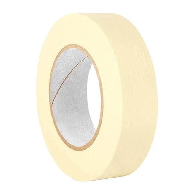 Masking Tape, 1 1/2 in W x 120 yd L, 4.4 mil Thick, Tan, Rubber Adhesive, 24 PK 201+