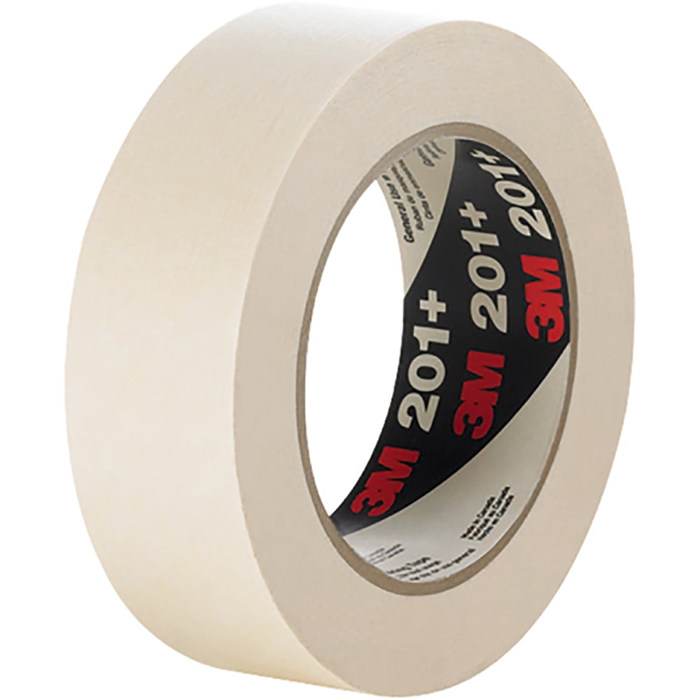3M™ 201+ Masking Tape, 3" Core, 1.5" x 180', Tan, Case Of 24