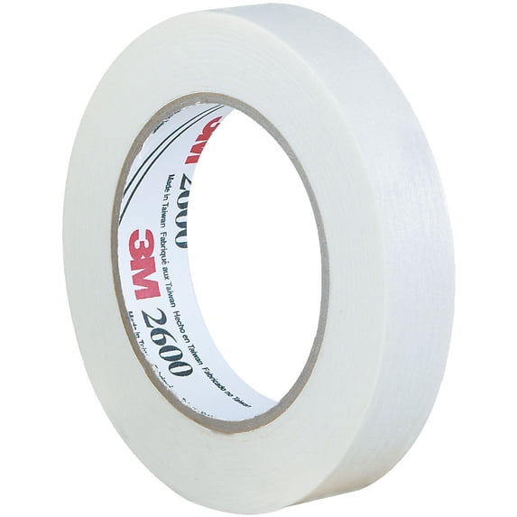 3M™ 2600 Masking Tape, 3" Core, 1" x 180', White, Case Of 12