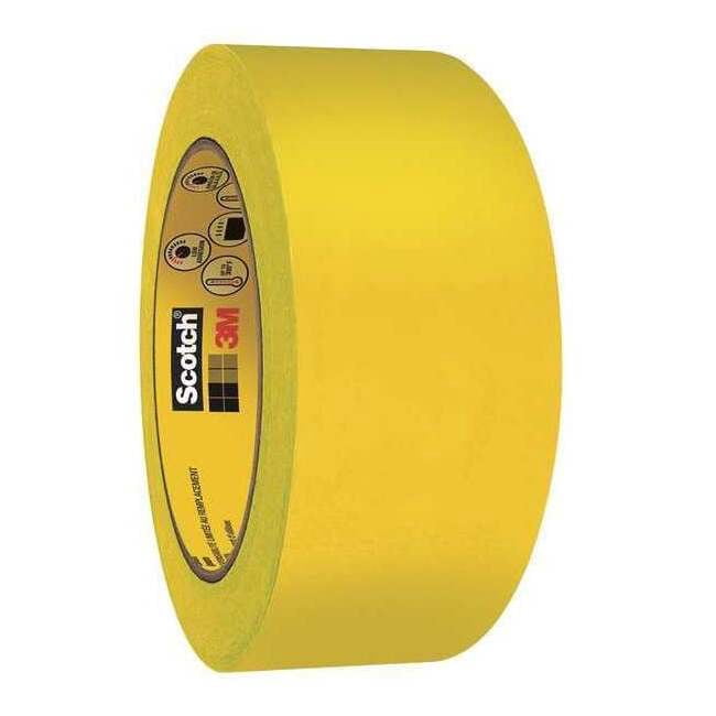 Painter's Tape, 2 in W x 60 yd L, 3.3 mil Thick, Yellow, Rubber Adhesive, 24 PK 2460