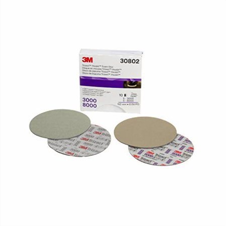 Trizact 3M Hookit Foam Disc, 30802, 6 in, 3000 & 8000 Grade, 10 Discs per kit