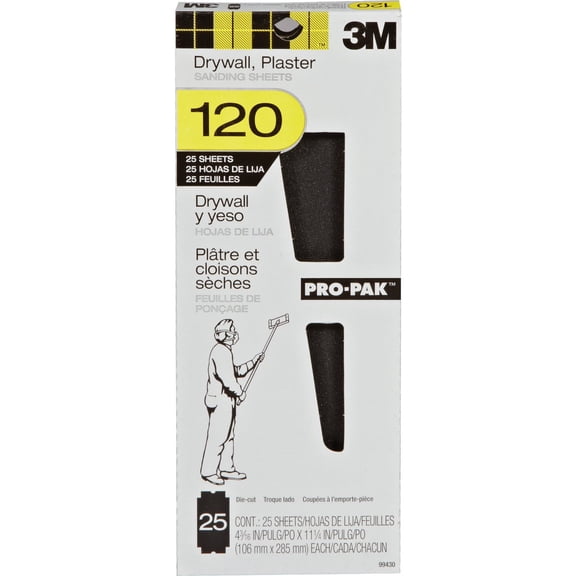 3M Pro-Pak Drywall Sanding Sheet Sandpaper - 120 Grit - 120 Pack