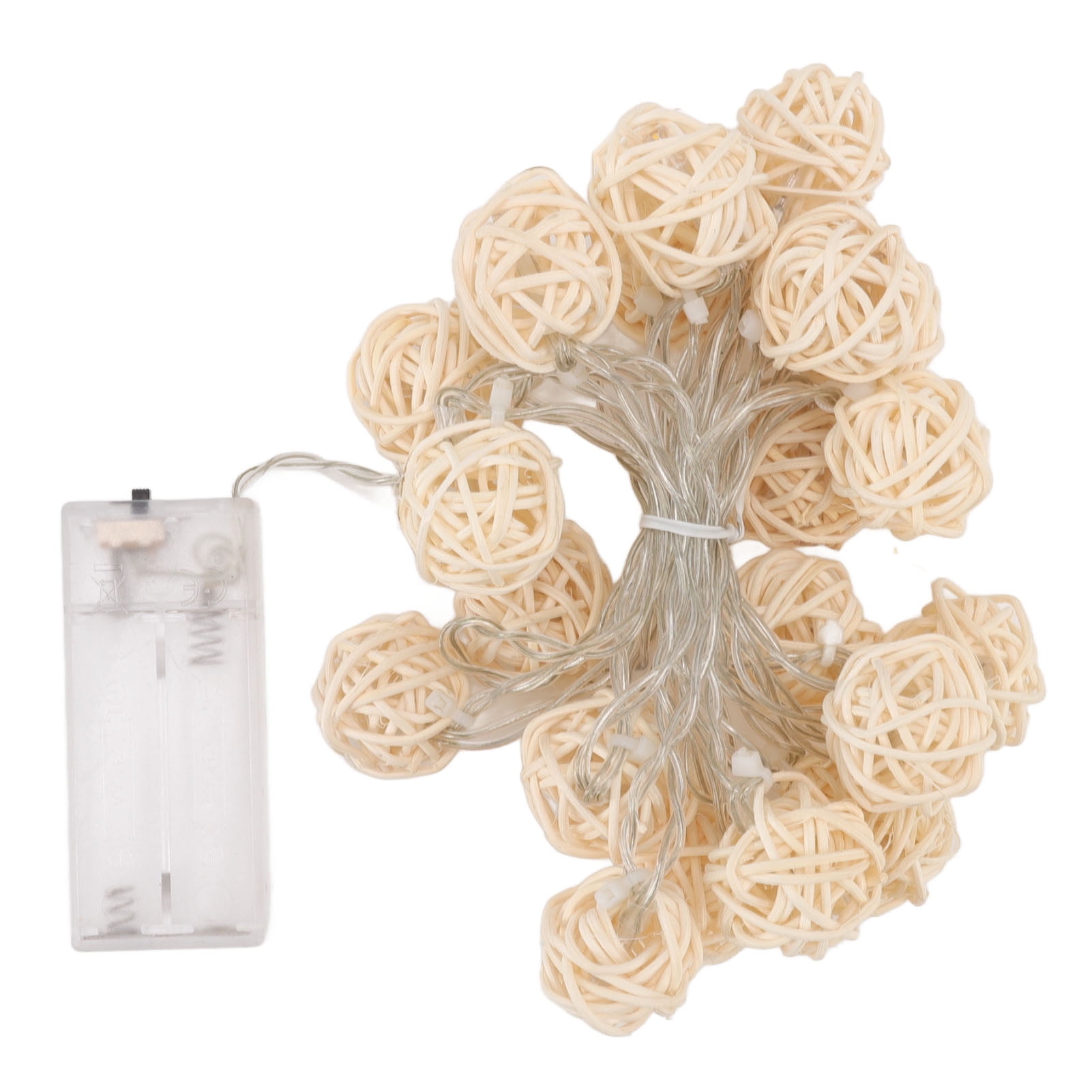 3m Rattan Ball Lantern String Lights 20 Globe Rattan Balls Battery ...