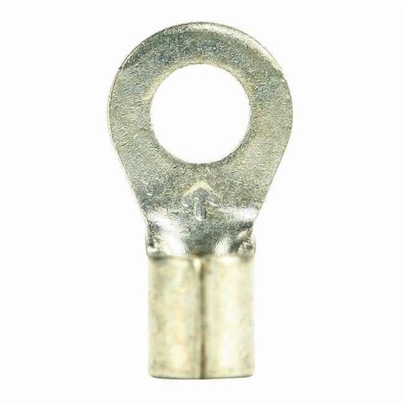 Ring Terminal, #6 Stud Size, 14 AWG, 600 V, Bare Insulated, Bare, Crimp Termination Only, 100 PK