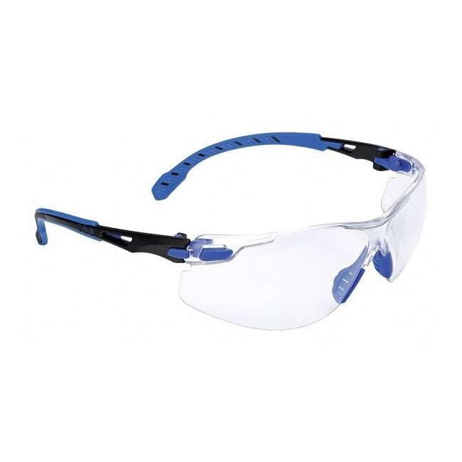 Safety Glasses, Solus 1000 Series, Scotchgard Anti-Fog Coating, Black/Blue Frame, Clear Lens