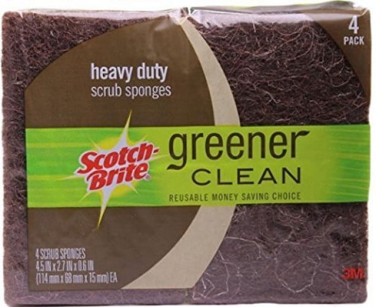 3m Scotch Brite, Greener Clean Scrub Sponges, 4 Per Pack