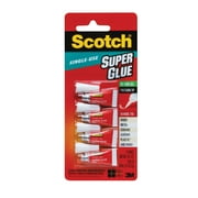 Single Use Super Glue No-Run Gel, 0.02 oz, Dries Clear, 4/Pack