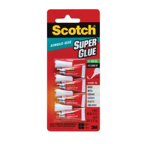 Single Use Super Glue No-Run Gel, 0.02 oz, Dries Clear, 4/Pack
