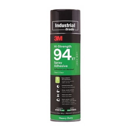 Spray Adhesive, Hi-Strength 94ET Series, Clear, 19 oz, Aerosol Can 94ET