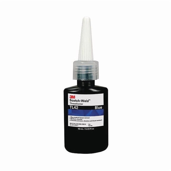 Threadlocker, Scotch-Weld TL42, Blue, Medium, Liquid, 0.34 fl oz, Bottle TL42-10