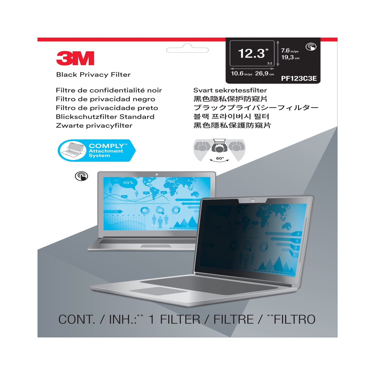 3m Touch Privacy Filter For 12.3