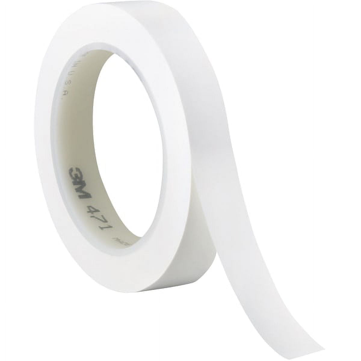 3M™ 471 Vinyl Tape, 3" Core, 0.5" x 36 Yd., White, Case Of 3
