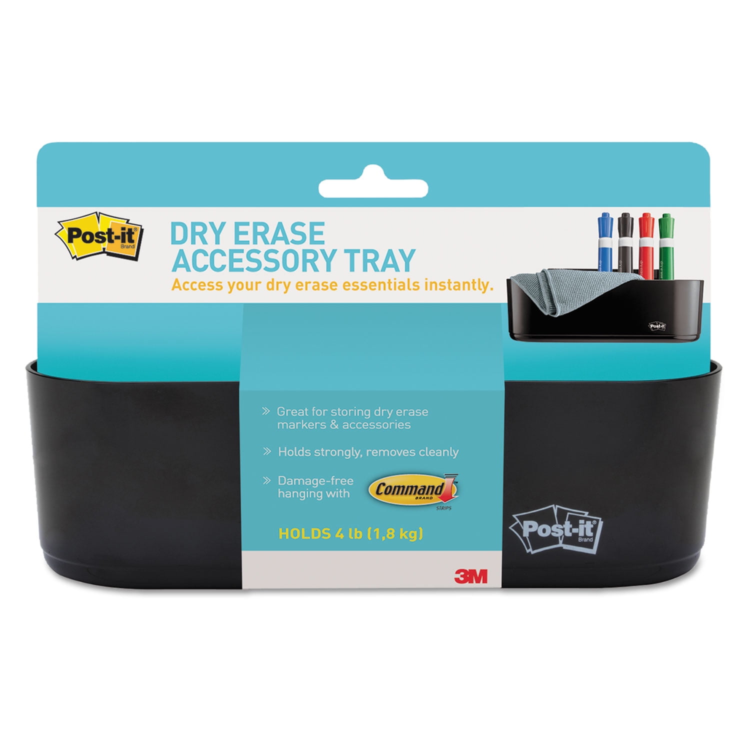 3m/commercial Tape Div. Dry Erase Accessory Tray, 8 1/2 X 3 X 5 1/4, Black