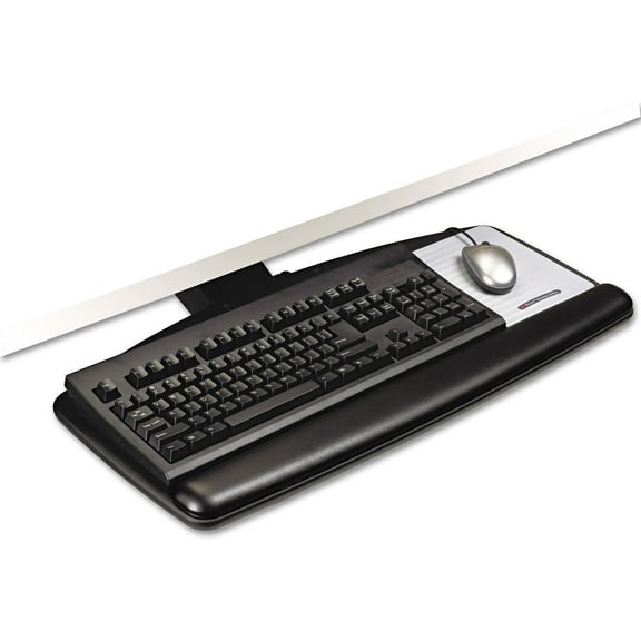 3m/commercial Tape Div. Easy Adjust Keyboard Tray, Standard Platform, 23" Track, Black