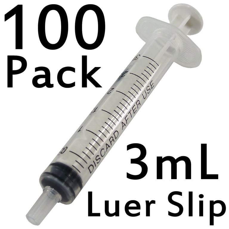 3mL Luer Lock Syringes - Sterile Individually Wrapped, No Needle (Box ...