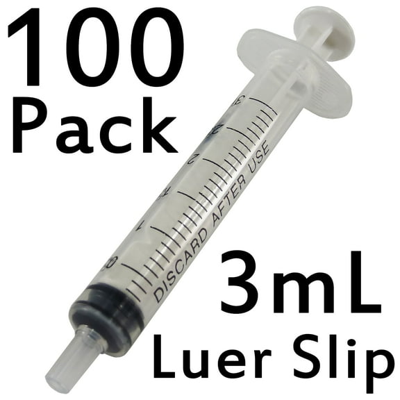 3mL Luer Slip Tip Syringes with .1mL Graduation (Sterile) - Box of 100