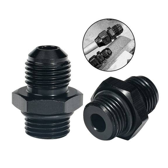 3mirrors -6AN Flare to 6 Oring ORB Male Fuel Pump Rail Adapter Fitting Flare Hose Plumbing Oil Straight Thread Regulator Port Fluid End, 2Pcs