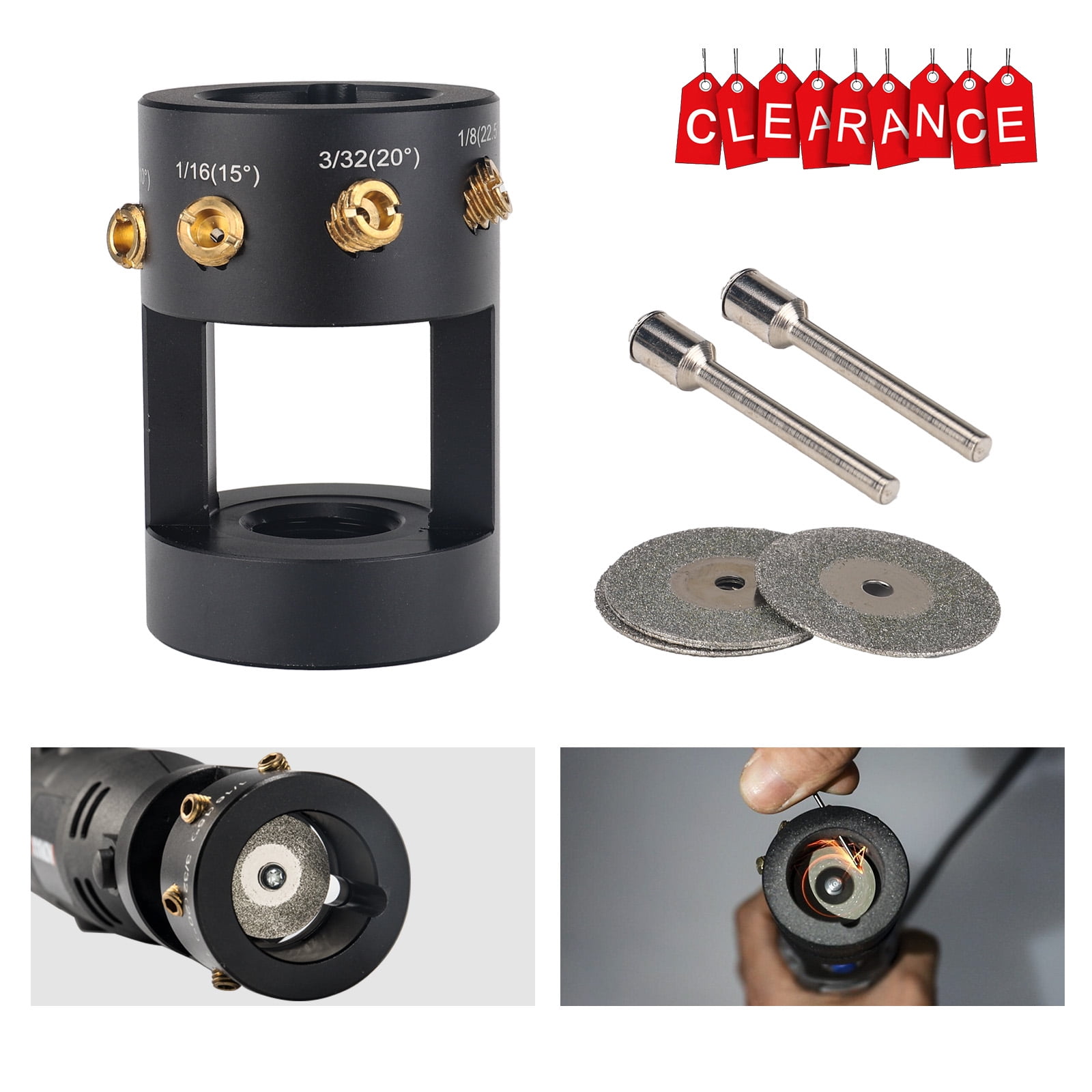 3mirrors ALUMINUM Tungsten Electrode Sharpener Grinder Head TIG Welding  Tool with Cut-Off Slot Multi-Angle & Offsets, 4 Copper Screw Holes -  Exchangeable Guides 