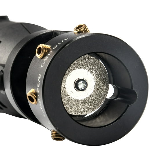 3mirrors ALUMINUM Tungsten Electrode Sharpener Grinder Head TIG Welding Tool with Cut-Off Slot Multi-Angle & Offsets, 4 Copper Screw Holes - Exchangeable Guides