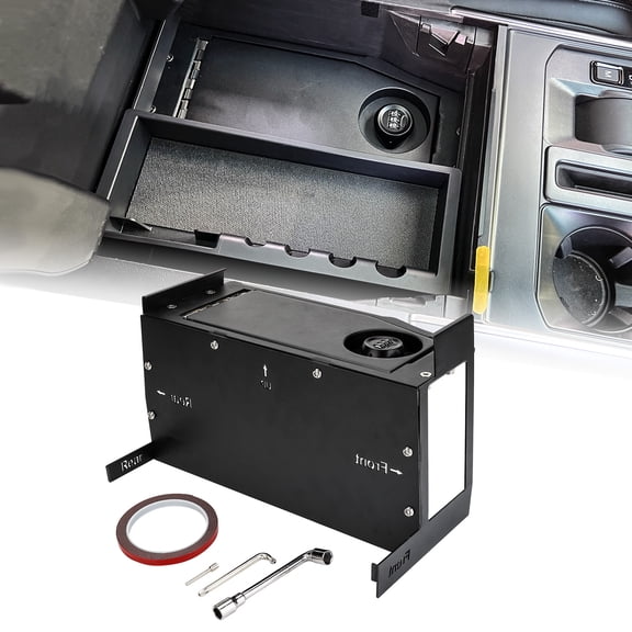 3mirrors Center Console Safe Gun Safe Box with Springs Hinge Compatible with 2021-2024 Ford F150, 2022-2024 F150 Lightning