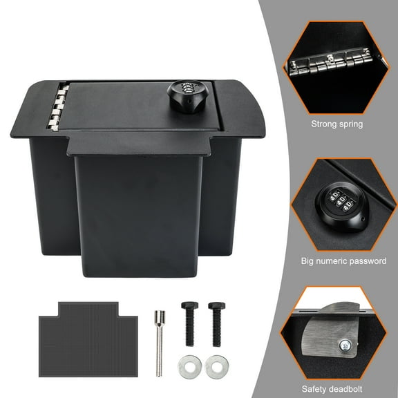 3mirrors Center Console Safe Gun Safe with Spring Hinges and Elliptical lock Compatible with 2005-2015 Toyota Tacoma