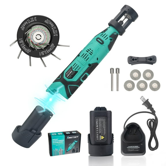 3mirrors Cordless Tungsten Electrode Sharpener Grinder 12 Holes TIG Welding with 12V Rechargeable Rotary Multi Tool w/Cut-Off Slot Multi-Angle & Offsets