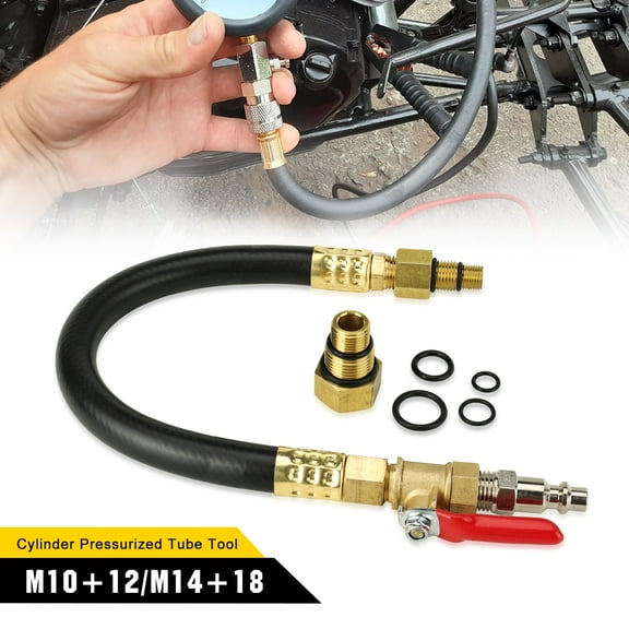 3mirrors Engine Air Valve Holder Pressure Pipe M10+M12+M14+M18 Thread to NPT with Ball Valve, Cylinder Leakage Testing Assistant Tool Compatible with Chevy Chevrolet Trucks LS1/LS2/LS3/4.8/5.3/6.0L