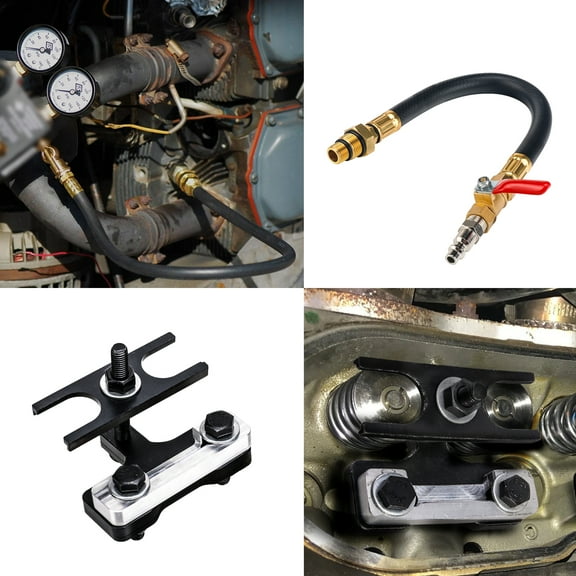 3mirrors Engine Air Valve Holder Pressure Pipe M14+M18 Thread to 1/4 NPT with Ball Valve and 67605 Valve Spring Compressor Tool Compatible with 4.8 5.3 5.7 6.0 6.2 LS
