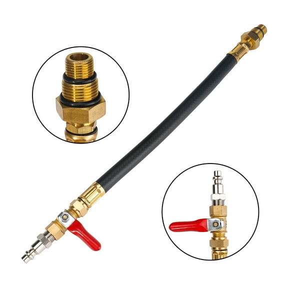 3mirrors Engine Air Valve Holder Pressure Pipe M14+M18 Thread to 1/4 NPT with Ball Valve, Cylinder Leakage Testing Assistant Tool Compatible with Mustang Ford GM Trucks LS1/LS2/LS3/4.8/5.3/6.0
