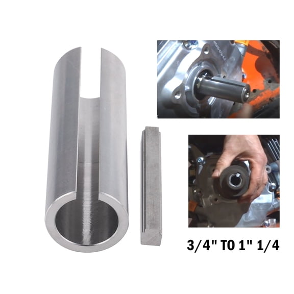 3mirrors Gas Engine Pulley Crank Shaft Sleeve Adapter Key Bore Reducer Bushing Predator Stainless Steel - 3/4" to 1" L=3" w/ 3/16" 1/4" Key