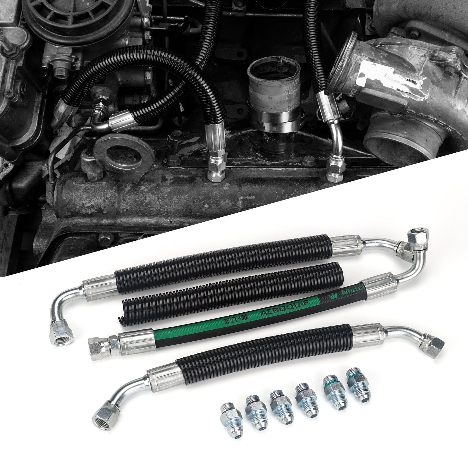 Line Diagram High Pressure Für Ford Powerstroke 7.3L 1999-2003 - HPOP Schlauch Set Mit Crossover Oil Pump Kit