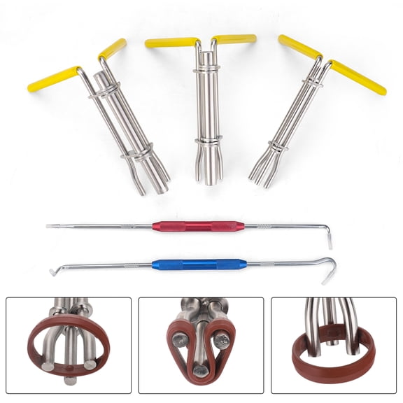 3mirrors Hydraulic Cylinder Piston Rod Seal U-cup Installation Tool Kit Set & Pick & Hook Seal Remover, 5 Pcs