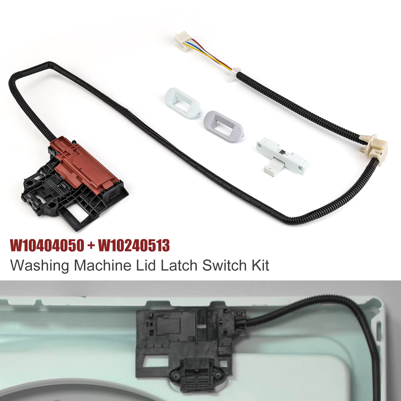 3mirrors W10404050 Washer Lid Lock Latch Assembly and W10240513 Washer Door Strike, Compatible with Whirlpool Kenmore Maytag Amana Inglis Roper Admiral Crosley Washing Machines Replacement