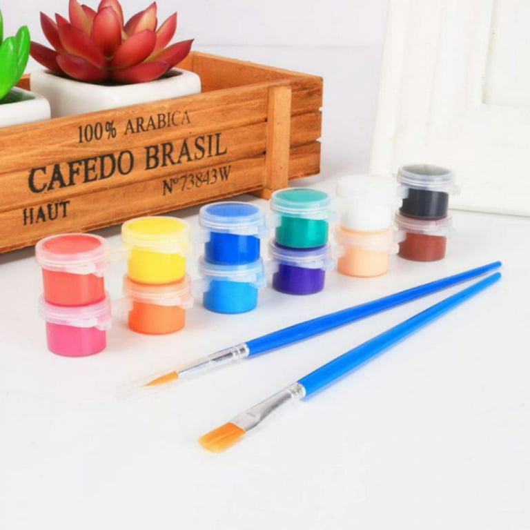 6 Colors Acrylic Paint Set For Diy Art Painting And Doodling On Fan,  Gypsum, Etc. (6pcs Acrylic Paints + 1pc Paint Brush) Light Color